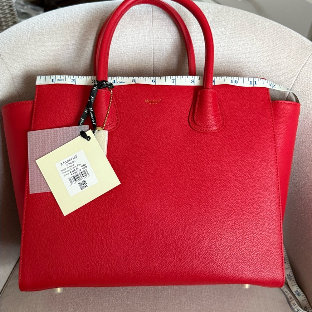 Elegant Red Leather Tote Bag - Picture 7 of 8